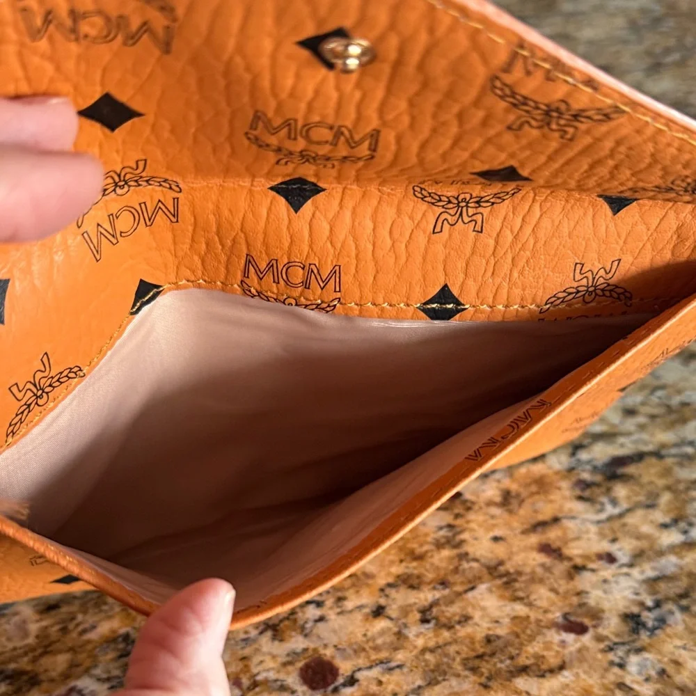 MCM Orange Logo Envelope Pouch - Picture 3 of 4